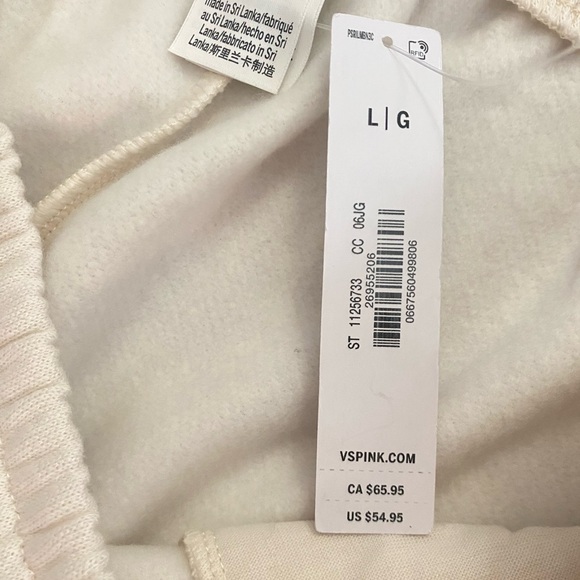 PINK Victoria’s Secret NWT Ivy Fleece Wide Leg Pants High Rise in Cream Sz Large - Picture 9 of 14